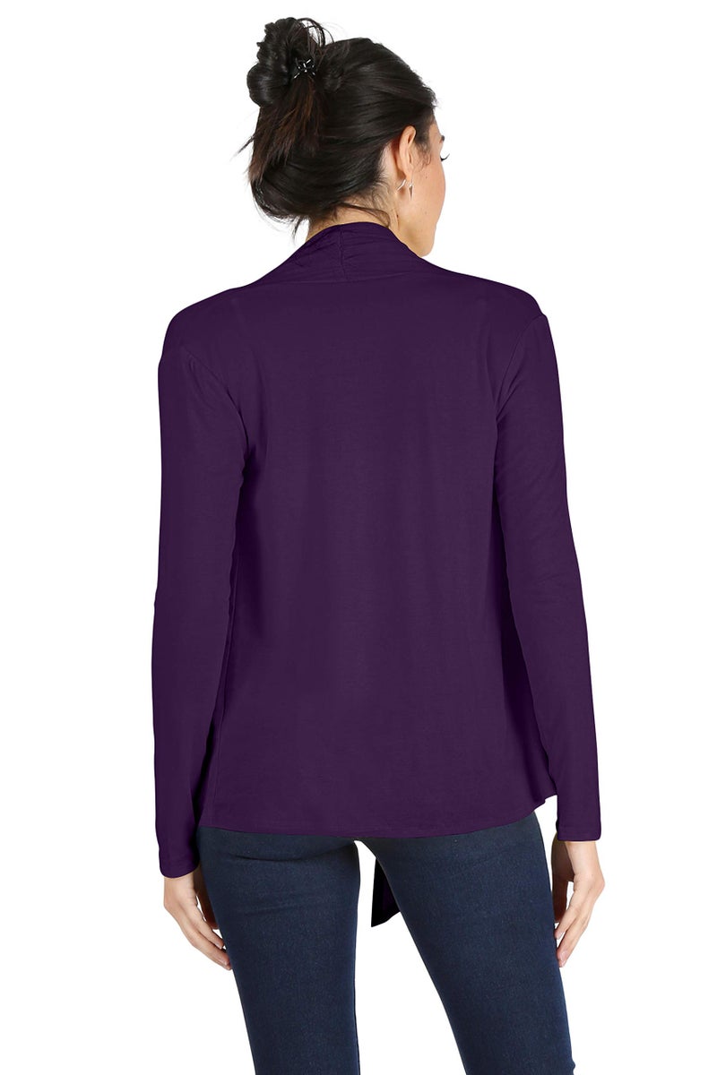 Simlu Womens Open Drape Cardigan Reg and Plus Size Cardigan Sweater Long Sleeves - USA Plum X-Large - Image 4